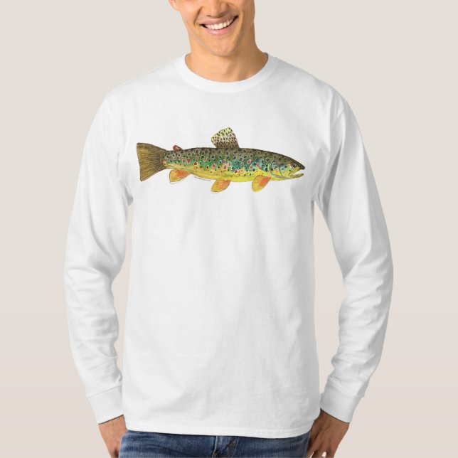 Camiseta Pesca de truta marrom (Frente)