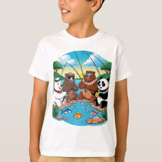 Camiseta pesca de ursos cartoons