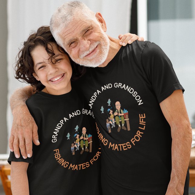 Camiseta Pesca de vovô e neto (Grandpa and Grandson Fishing Mates for Life matching t shirts.)