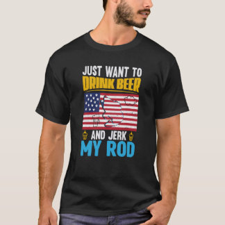 Camiseta Pesca dia de os pais Pescador EUA Bandeira Beer