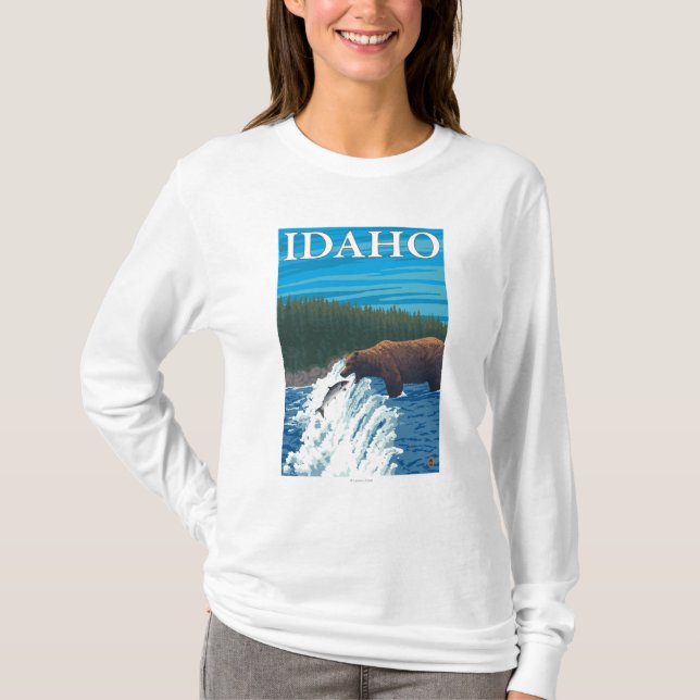 Camiseta Pesca do urso no rio - Idaho (Frente)
