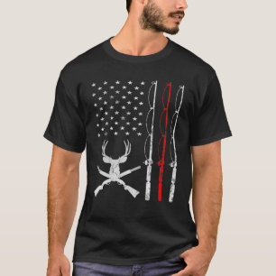 Camiseta Pesca E Caça De Veados Bandeira Americana Vintage