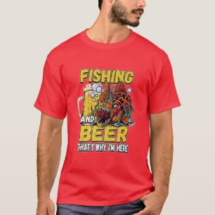 Camiseta Pesca E Cerveja Por Isso Estou Aqui Pescador Sayin