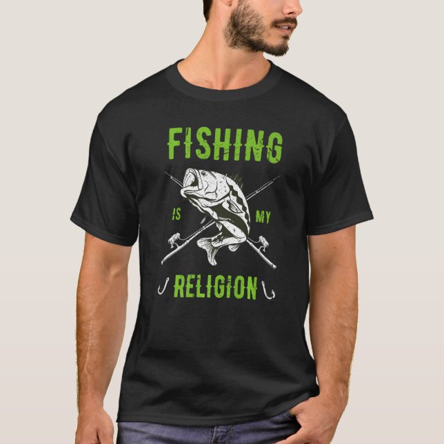 Camiseta Pesca É Minha Religião, Fischer Angler (Frente)