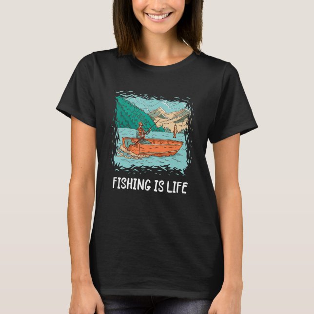 Camiseta Pesca É Pescador De Vida Lago Pesca Punho De Angla (Frente)