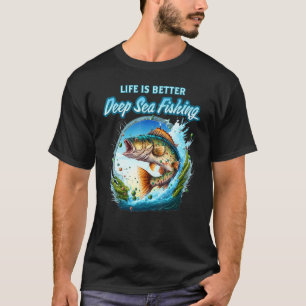 Camiseta Pesca em Mar Profundo Mar Oceano Peixe Truta Robal