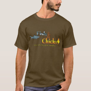 Camiseta Pesca engraçada dos peixes e dos pintinhos