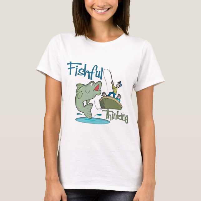 Camiseta Pesca Engraçada - Pensamento Pescado (Frente)
