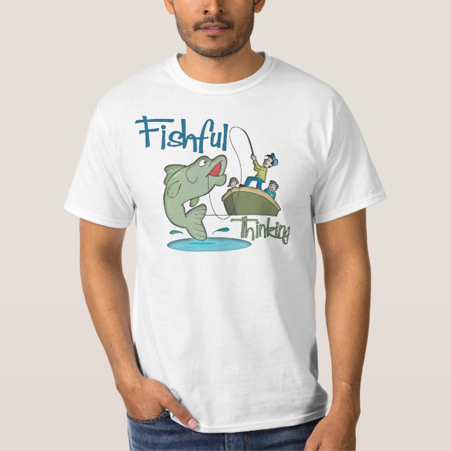 Camiseta Pesca Engraçada - Pensamento Pescado (Frente)