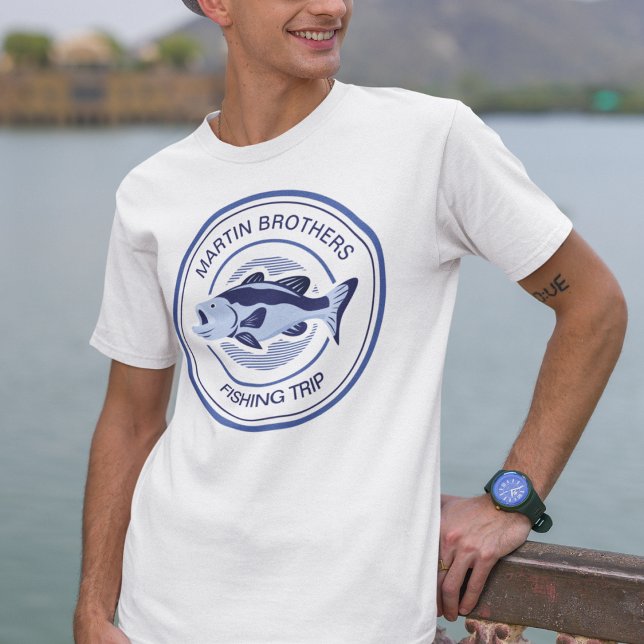 Camiseta Pesca Familiar Personalizada Trilha Azul Lago Pesc (Criador carregado)