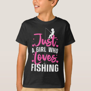 Camiseta Pesca Fofa Para Mulheres Meninas Crianças Pescador