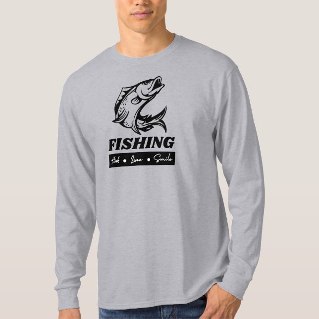 Camiseta Pesca, Gancho, Linha, Sorriso (Frente)