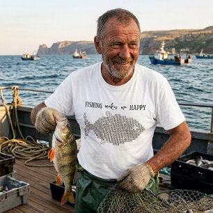 Camiseta Pesca Me Torna Feliz Peixe Cruzado