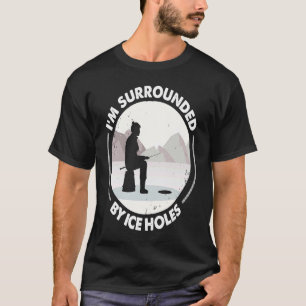Camiseta Pesca no Gelo Cercado Por Buracos de Gelo Pescado