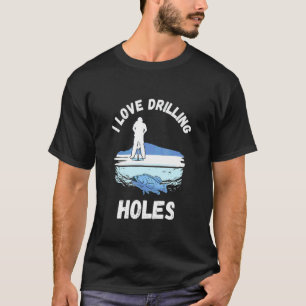 Camiseta Pesca no Gelo Eu Amo Furar Buracos Pesca na Neve G