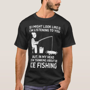 Camiseta Pesca no Gelo Na Minha Cabeça Estou Pescando no