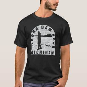 Camiseta Pesca no Gelo no Lago Alcona Dam Pond Michigan