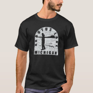 Camiseta Pesca no Gelo no Lago Arbutus Michigan