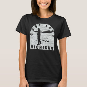 Camiseta Pesca no gelo no lago Case Michigan