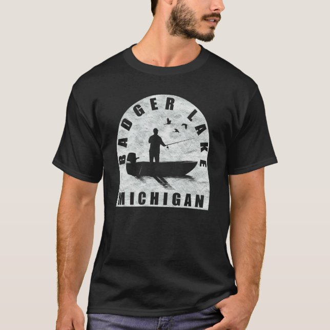 Camiseta Pesca no Lago Badger Michigan (Frente)
