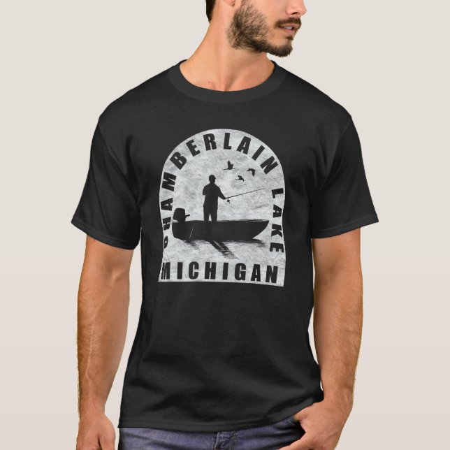 Camiseta Pesca no Lago Chamberlain Michigan (Frente)