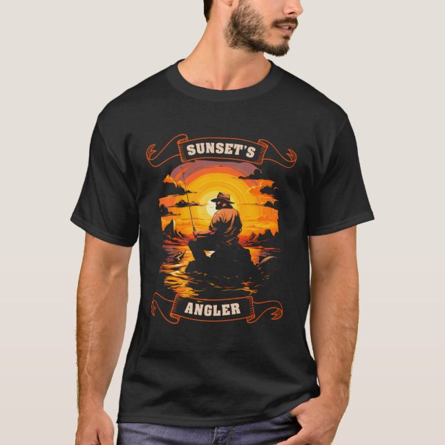 Camiseta Pesca No Lago Sunset Pescador Angler (Frente)