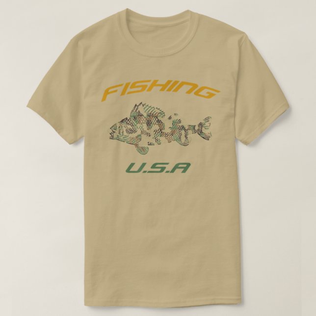 Camiseta Pesca Nos Eua, Peixes De Camoue, Ponto 1056 (Frente do Design)
