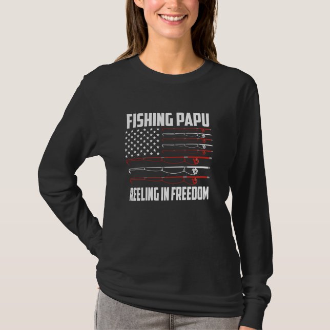 Camiseta Pesca Papelão 4 De Julho De Bandeira Dos Estados U (Frente)