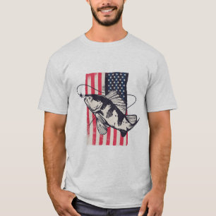 Camiseta Pesca Patriótica Americana Quarto de julho