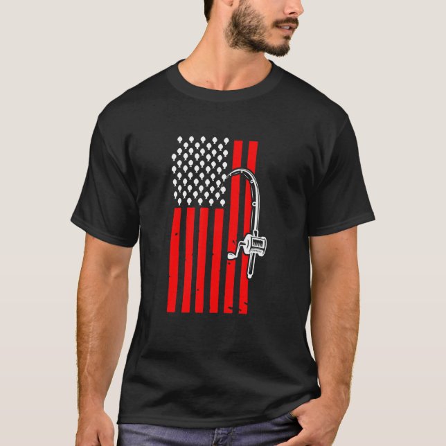 Camiseta Pesca Patriótica Com Excelente De Bandeira America (Frente)