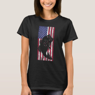 Camiseta Pesca Patriótica De Bandeira Americana De Peixes D