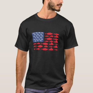 Camiseta Pesca Patriótica dos EUA com pavilhão americano de