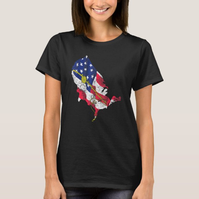 Camiseta Pesca Patriótica Pescadores Norte-Americanos Pavil (Frente)