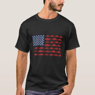 Camiseta Pesca Pavilhão Americano Pescador Patriótico Dia