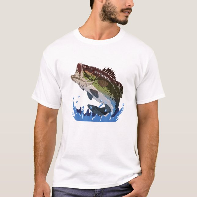 Camiseta Pesca, Peixes, Bass, Homens Mulheres (Frente)