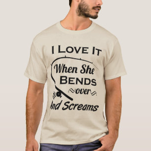 Camiseta Pesca que engraçada eu amo quando se dobrar sobre