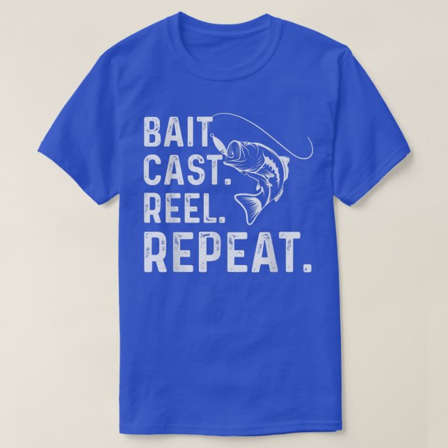 Camiseta Pesca repetida com rolo de isco (Frente do Design)