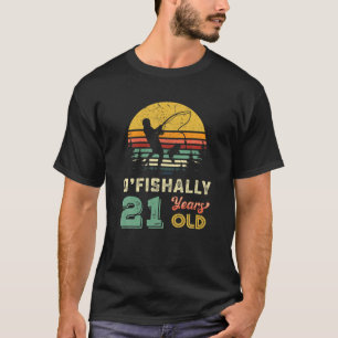 Camiseta Pesca Retro-aniversário de 21 anos que Torna 21 P