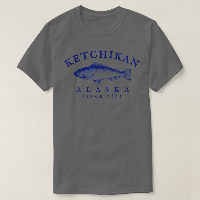 Camiseta Pesca Retro Ketchikan Alaska (Frente do Design)
