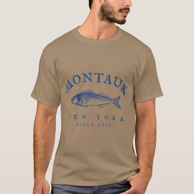 Camiseta Pesca Retro Montauk New York (Frente)