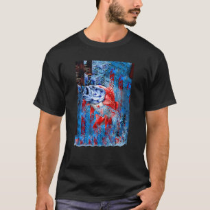Camiseta Pesca Rod Usa Bandeira Veteranos Independência Dia
