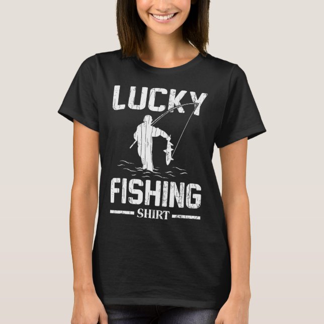 Camiseta Pesca Sortuda Gráficos de Peixes Pescadores Engraç (Frente)