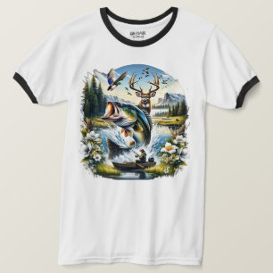 Camiseta Pesca, Veado, Caça ao Pato