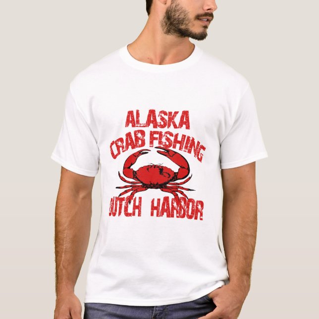 Camiseta Pesca vermelha do caranguejo de Alaska do porto (Frente)