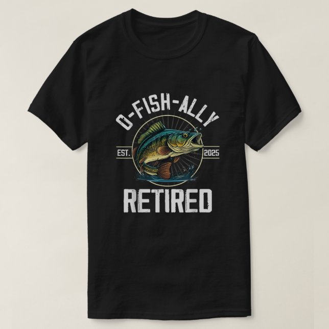 Camiseta Pescador aposentado Presente O-Fish-Ally Reformado (Frente do Design)