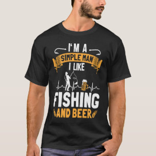 Camiseta Pescador Beer Heartbeat Fisher Angler Pesca
