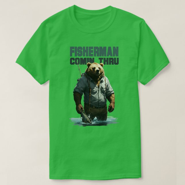 Camiseta Pescador Comin Thru Kodiak Bear (Frente do Design)