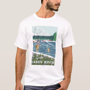Camiseta Pescador da mosca - rio de Sandy, Oregon