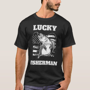 Camiseta Pescador da sorte Pavilhão americano Lago de Pesca