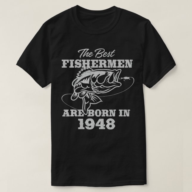 Camiseta Pescador de 74 anos - Pesca 1948 74º aniversário (Frente do Design)